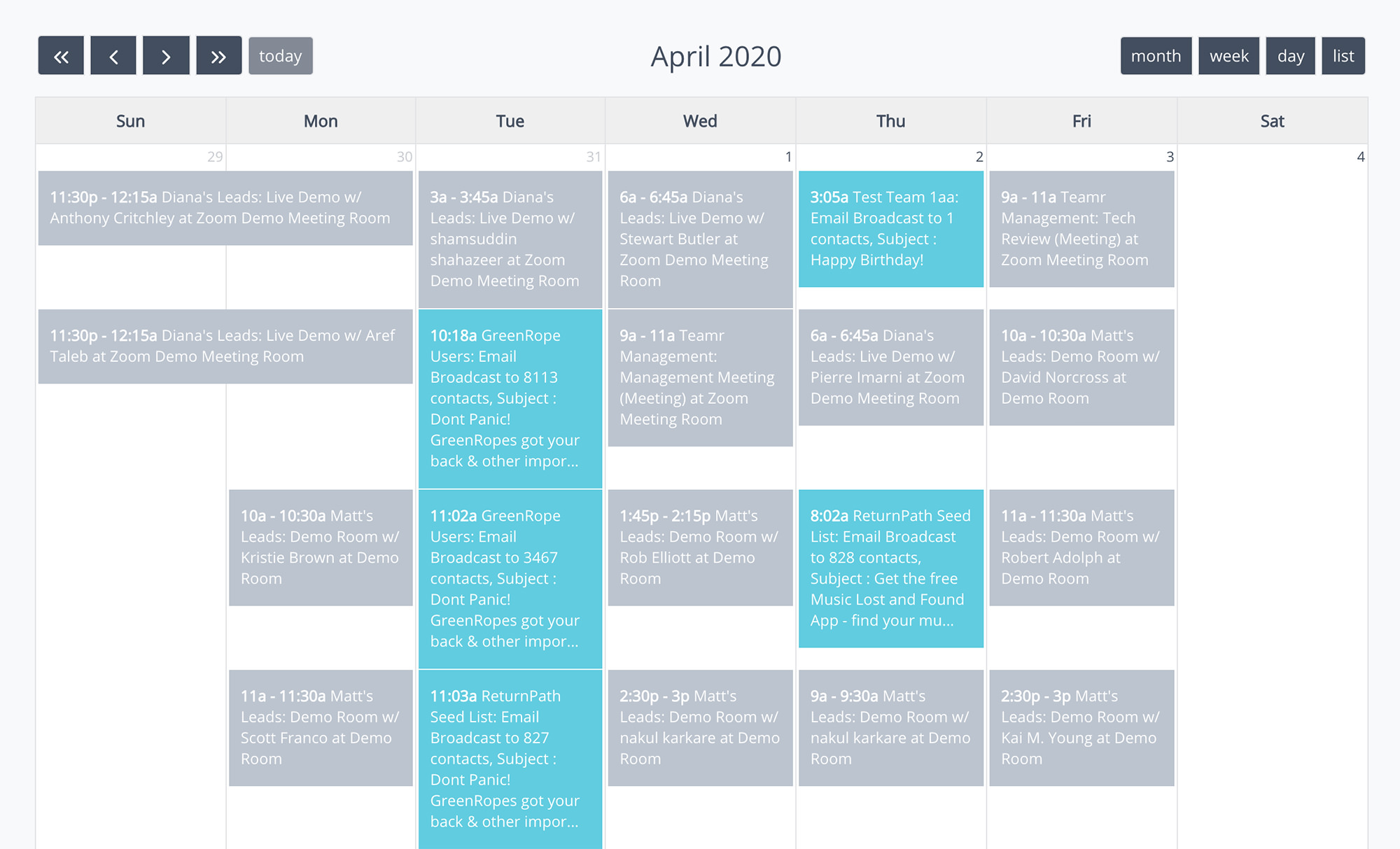 Calendar management CRM