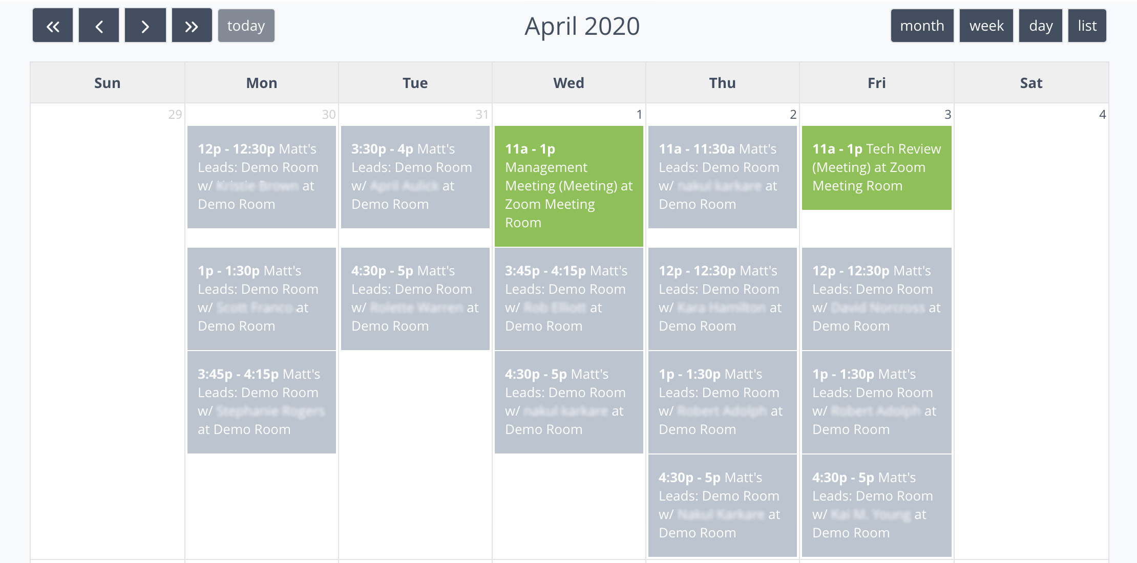 Calendar management in CRM