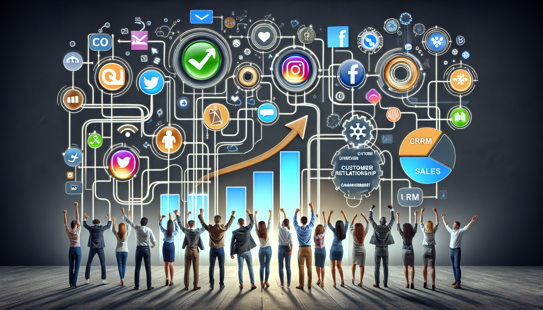 Social media CRM dashboard automating customer journeys, boosting sales growth, and celebrating diverse entrepreneurs’ success